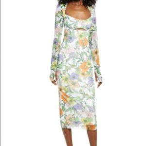 Afrm cutout floral midi dress
